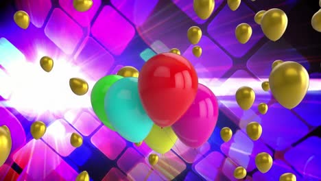 animación de globos flotando sobre las luces de la discoteca