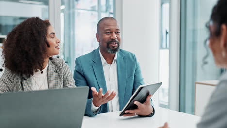 business meeting with diverse team in modern office