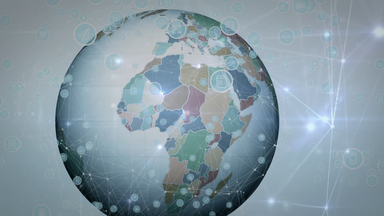 animación de redes de conexiones en todo el mundo