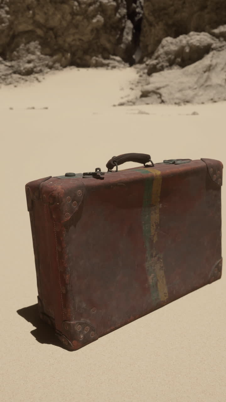 사막에 있는 빈티지 가방