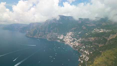 Amazing-Timelapse-Above-Positano-Amalfi-Coast,-Italy