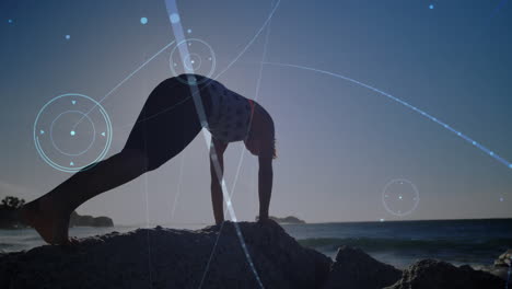 animación del globo sobre una mujer practicando yoga