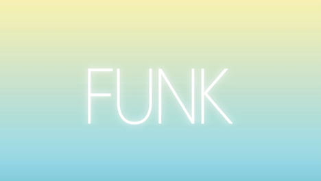 animación de texto funk sobre un fondo azul a amarillo