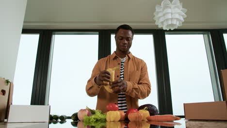 man sorting vegetables