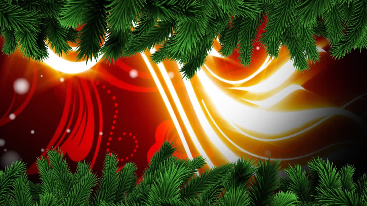 animación digital de ramas de árboles contra senderos de luz brillante que forman un diseño