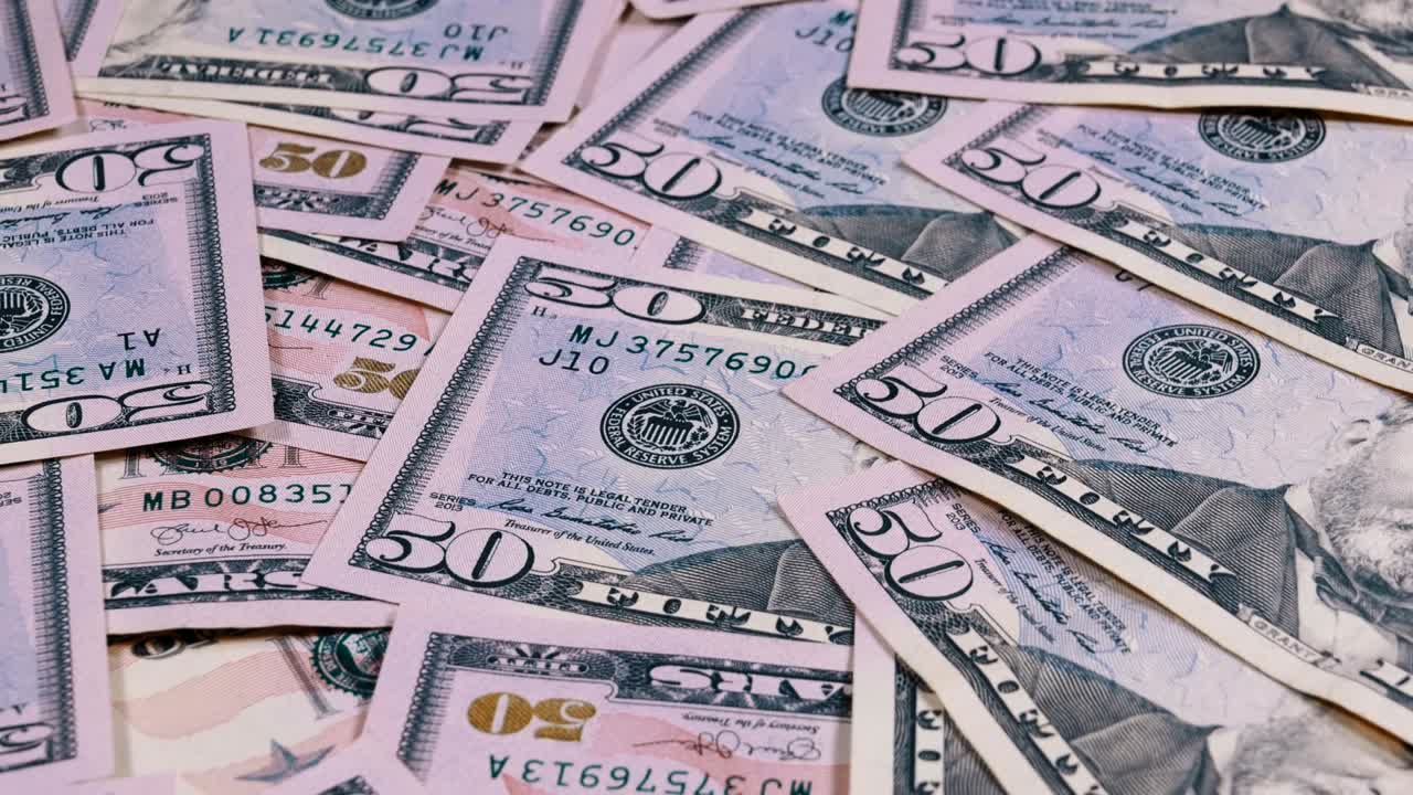 50 달러 가치의 미국 지폐의 배경