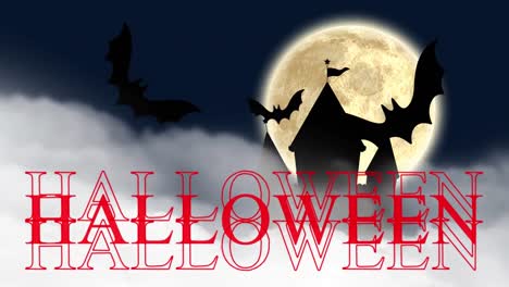 Animation-of-halloween-text-over-bats