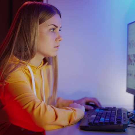 woman using computer