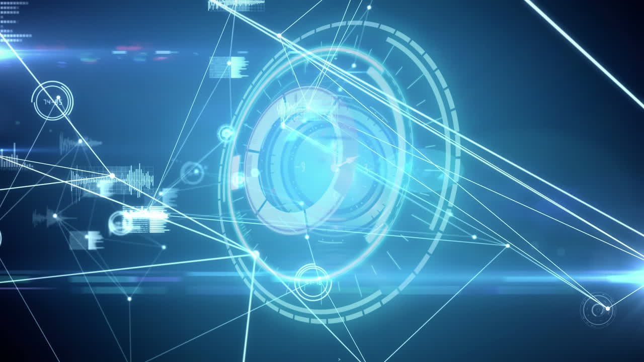 연결 네트워크와 함께 범위 스캐닝과 통계의 애니메이션