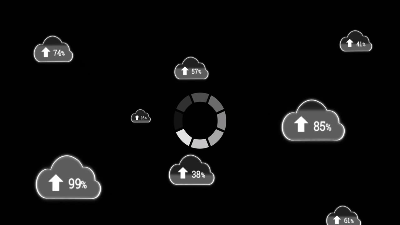 Animation of data loading ring over media icons