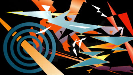 animation of dynamic colourful graphic pattern building on black background