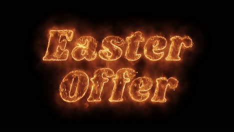 easter offer word hot animated burning realistic fire flame and smoke seamlessly loop animation on