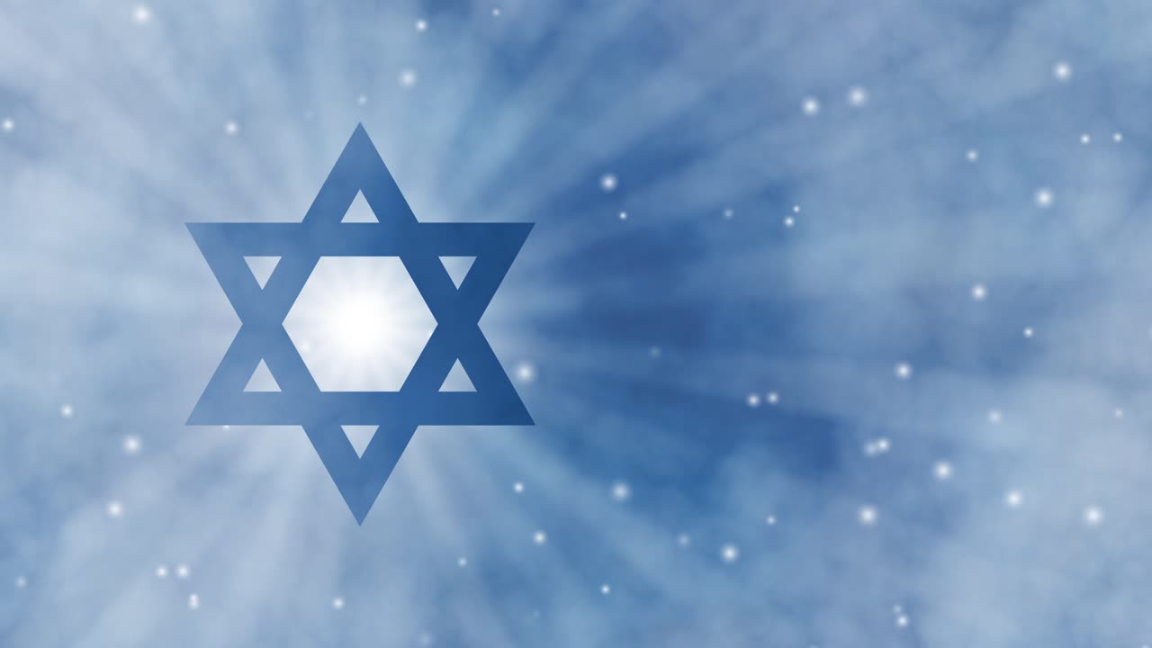 Star of David in luminous blue sky, divine light, Jewish faith, spiritual inspiration, heritage, tradition, cultural identity