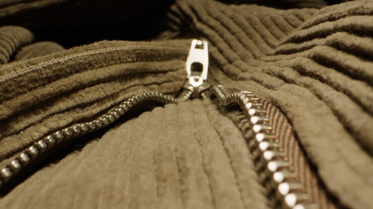 samttextiltuch textur nahaufnahme makro. jacke mit reißverschluss. mode stoff mehrfarbig. schafwolle für kleidung