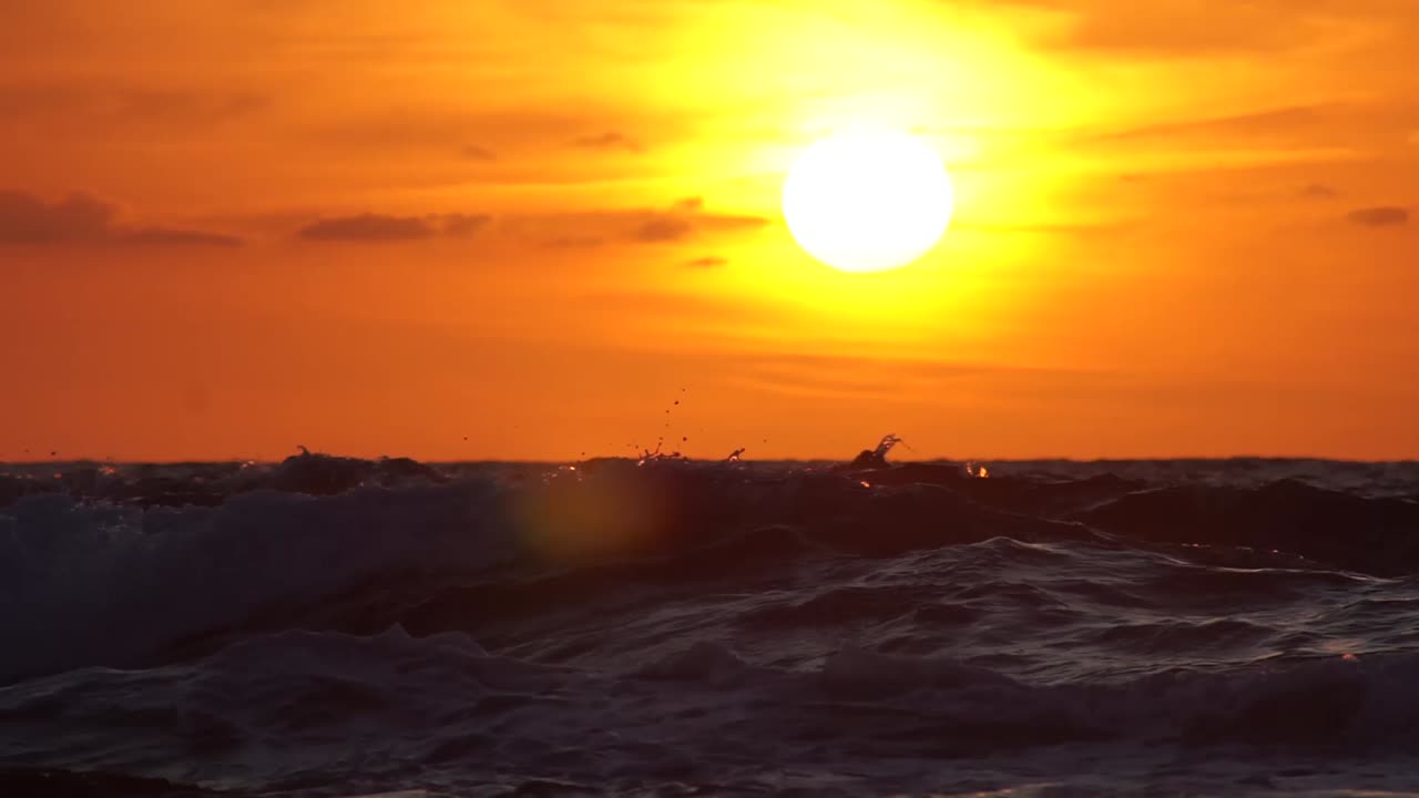 sunset on sea color in orange