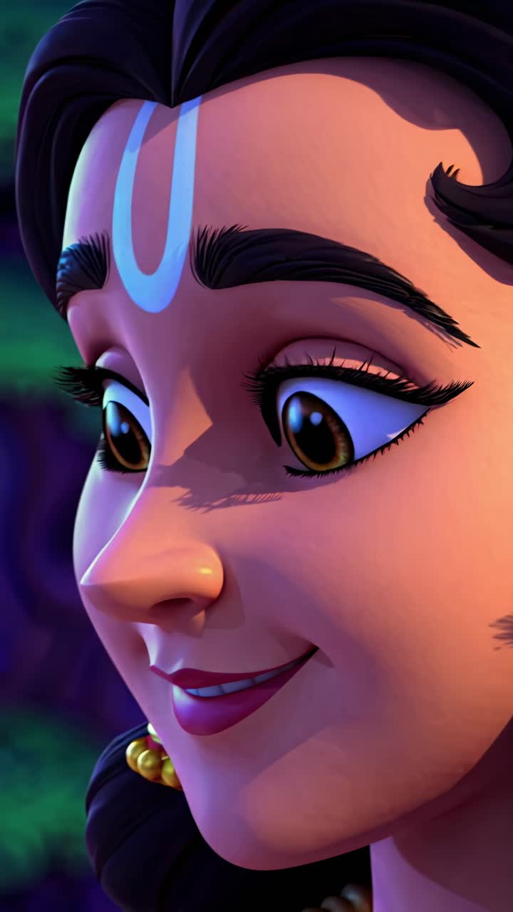Illustrazione a cartone animato di una divinità indù, Krishna