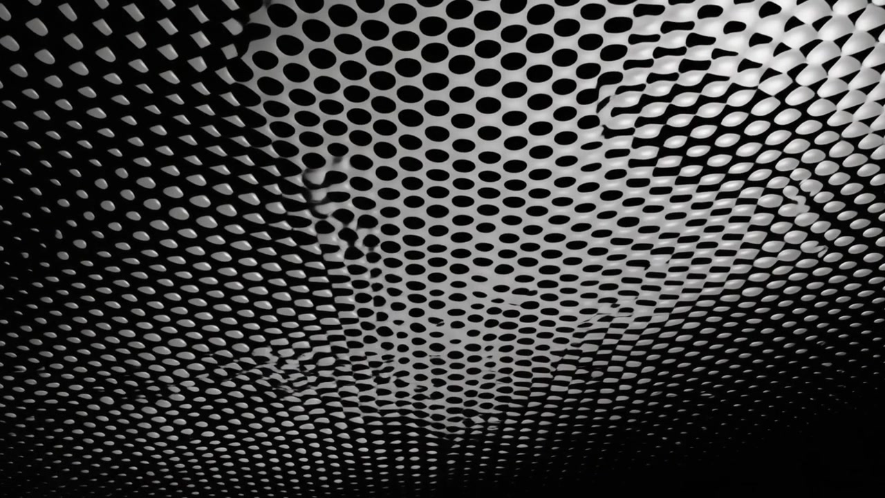 Motivo monocromatico astratto di punti circolari in movimento