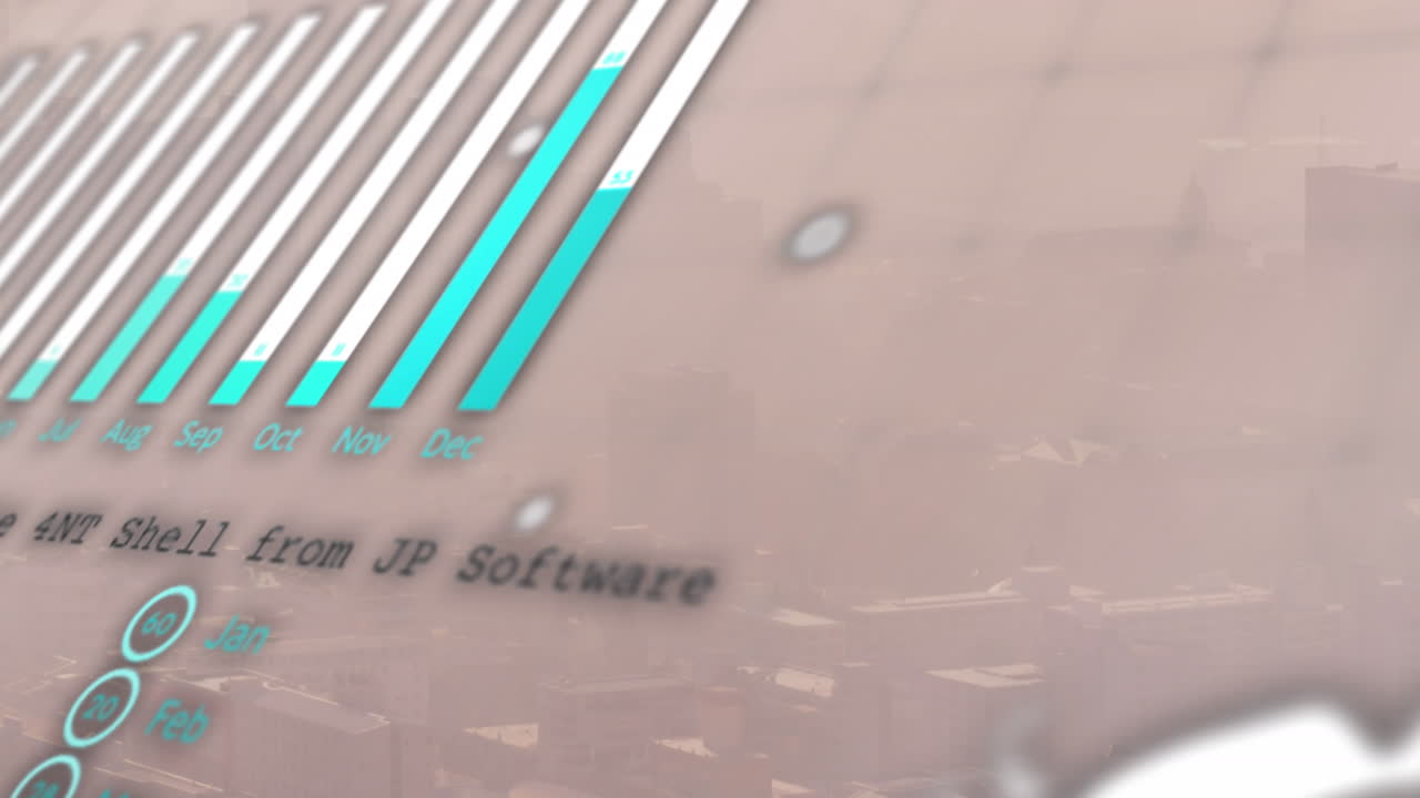 도시 풍경의 공중 전망에 대한 통계 데이터 처리 애니메이션