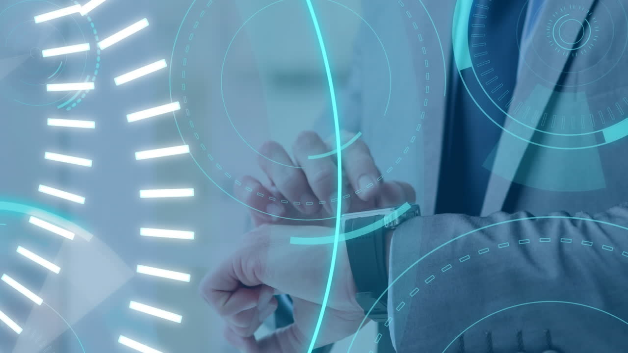 사업가와 5g와 함께 미래의 서클