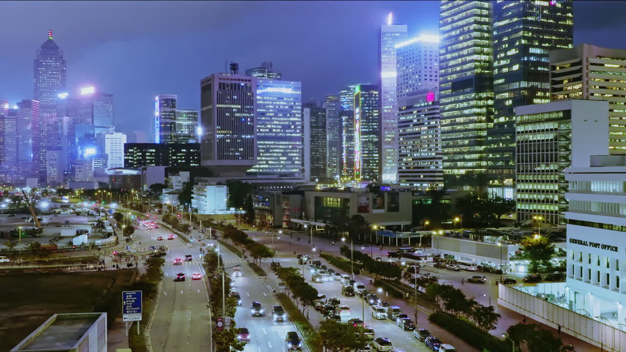 Night View of Hong Kong City Skyline