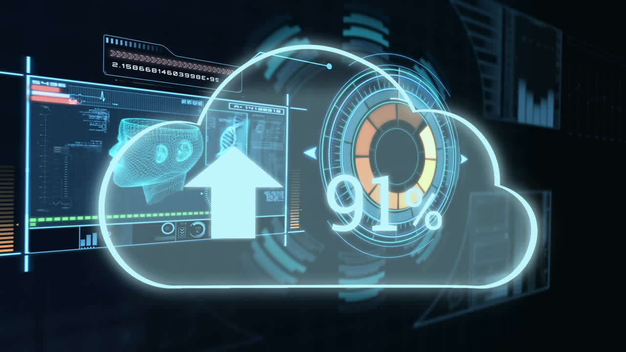 Animation of cloud with growing number over scope scanning