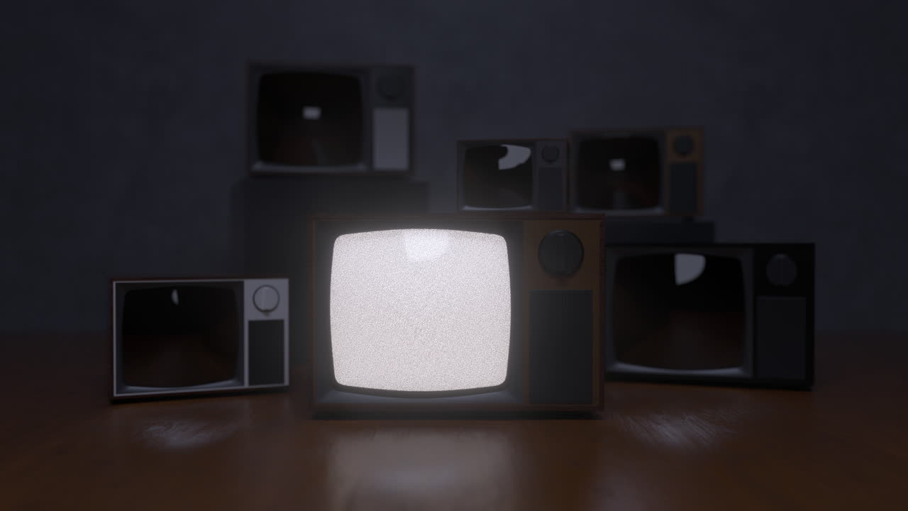 정적 화면으로 된 빈티지 텔레비전