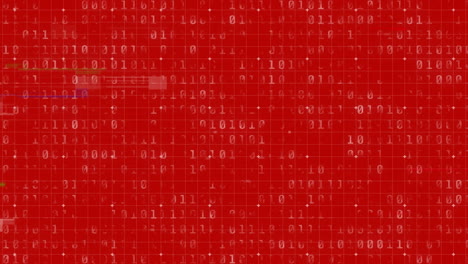 animación de interferencia y codificación binaria en fondo rojo