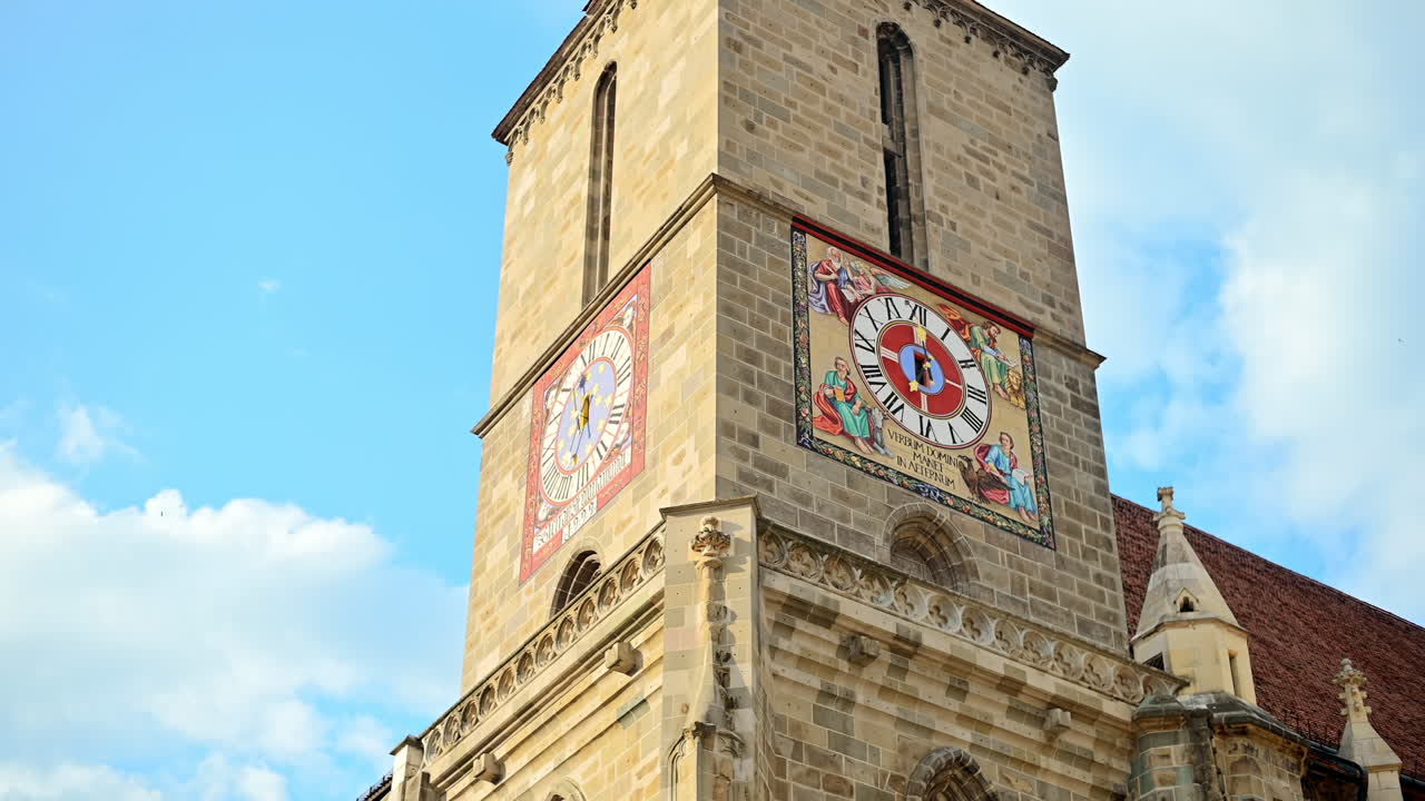 Close view of the Black Church facade in old Brasov centre, Romania
