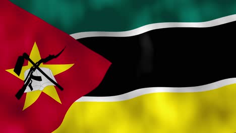 animation of national flag of mozambique, waving in full screen