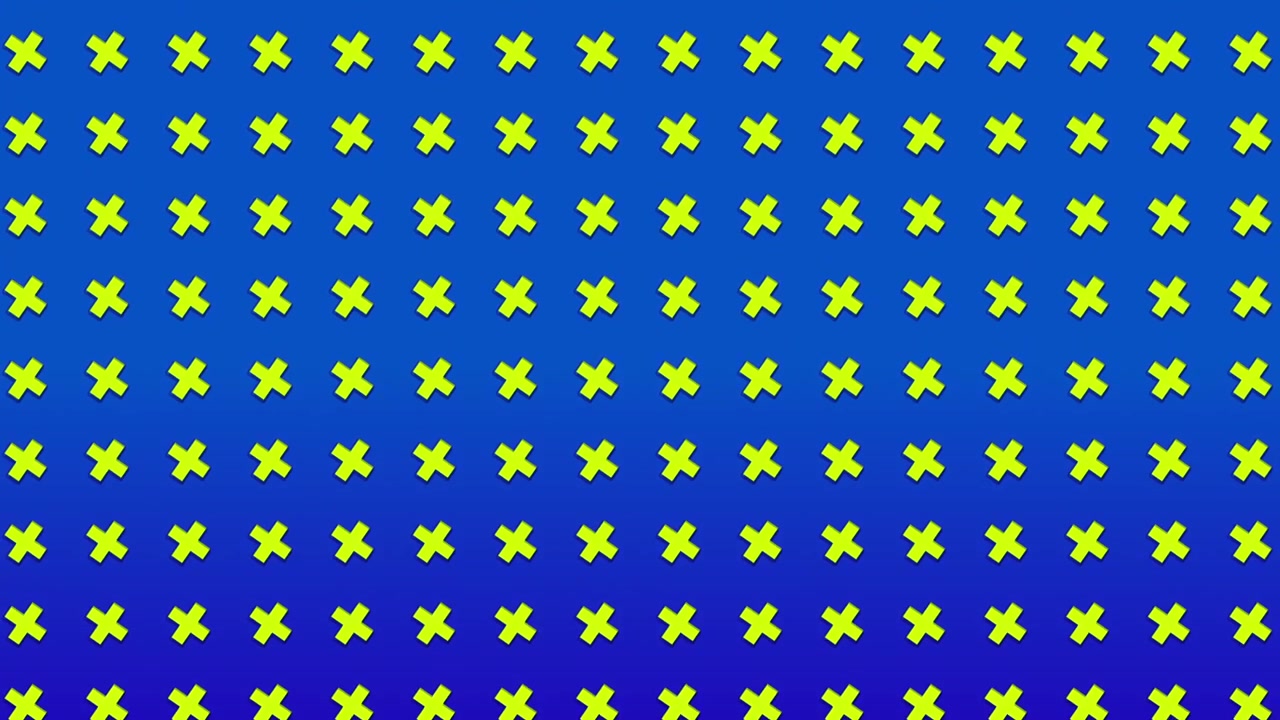 Animated Pattern of Rotating Yellow Plus Signs on Blue Background