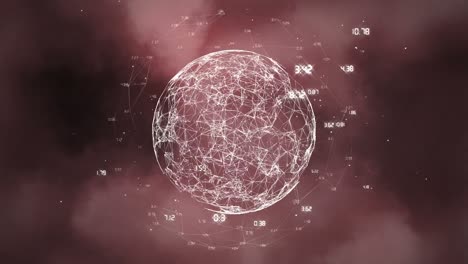 Animation of network of connections with numbers over globe