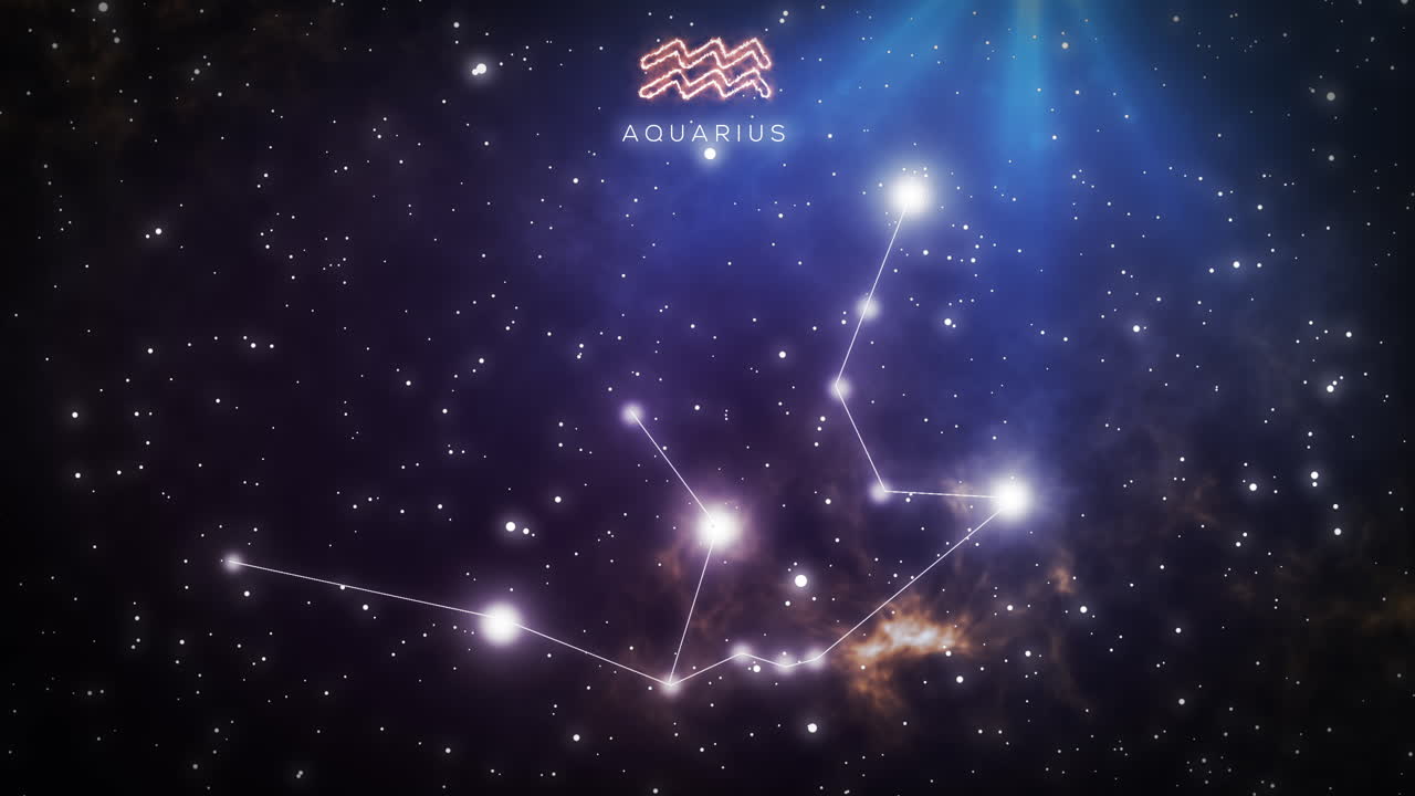 Constelación de Acuario del zodiaco formándose en el cielo nocturno estrellado
