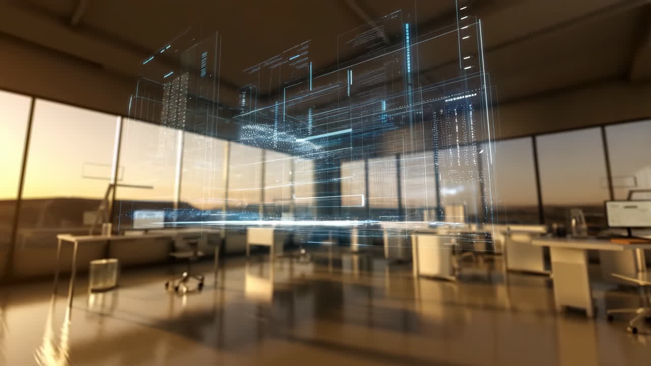 Holografisk datavisualisering i et moderne kontormiljø