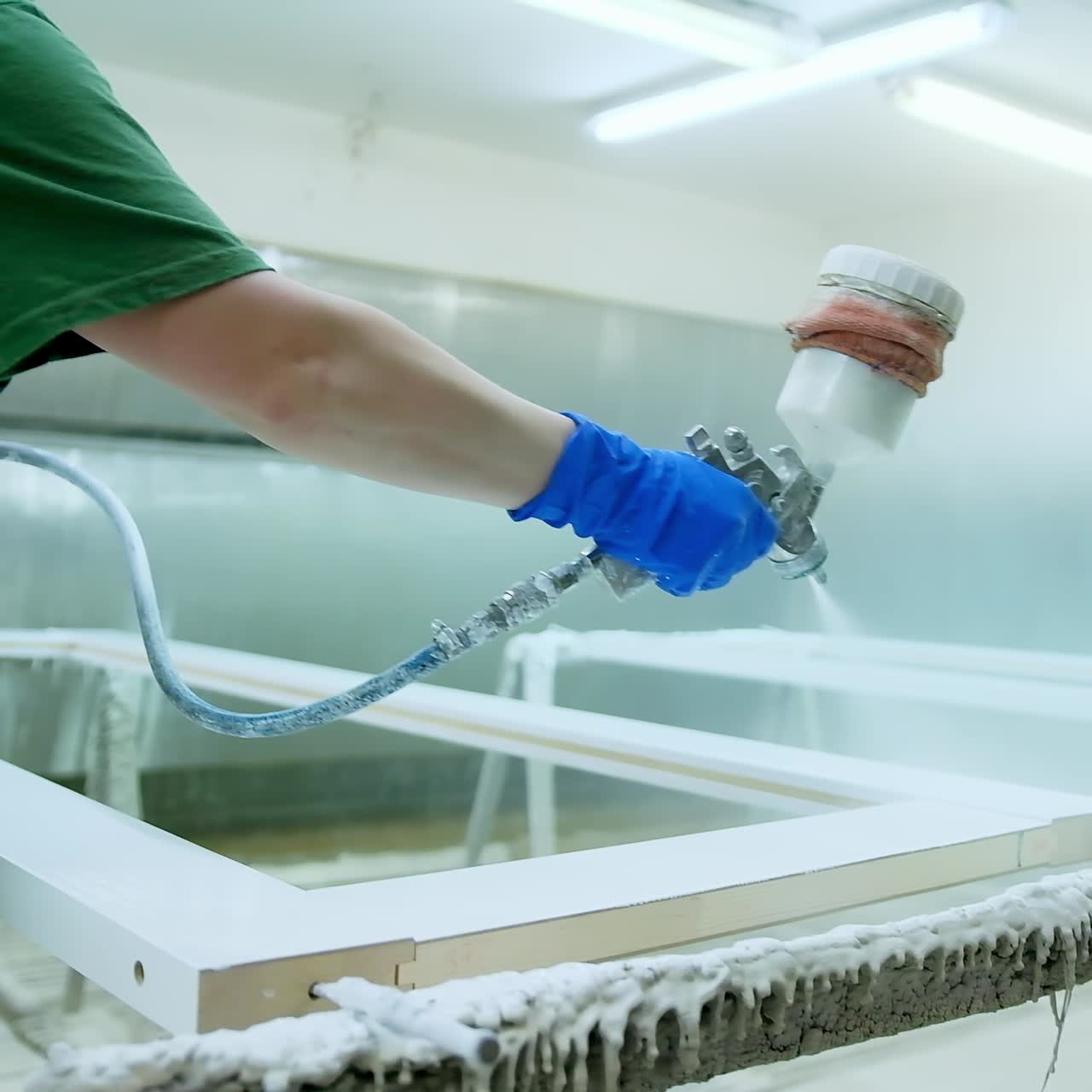 Lacquered wooden door at factory