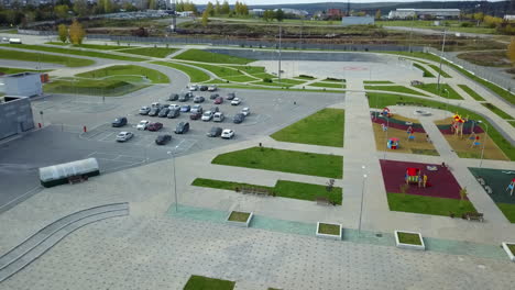 park with playground and parking area