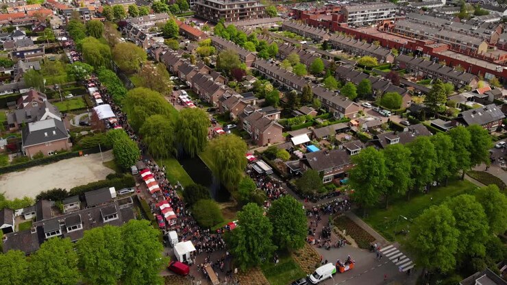 Crowd At Free Market On King's Day In Hendrik-Ido-Ambacht, Netherlands