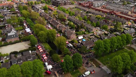 crowd at free market on king's day in hendrik-ido-ambacht, netherlands