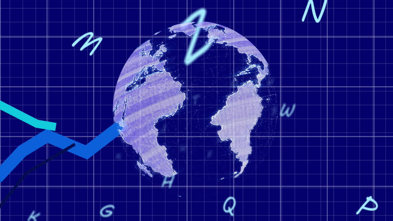 글자를 사용하여 전 세계 금융 데이터 처리의 애니메이션