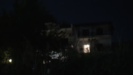 view to the house at night