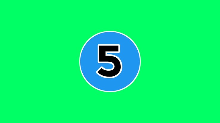 Countdown cartoon animation number Ten 10 to 1 one on green screen background.4K video timer or second concept