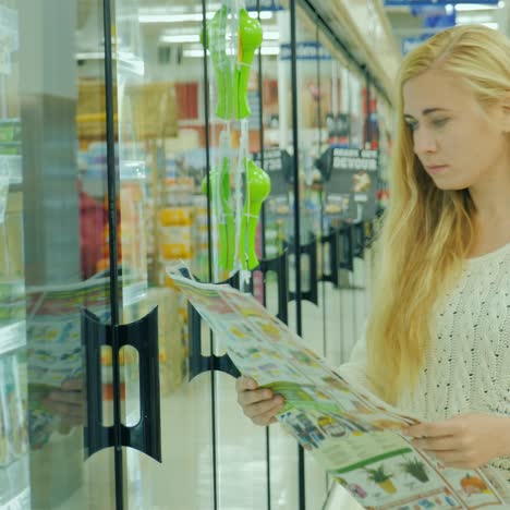 young caucasian woman buys food 2