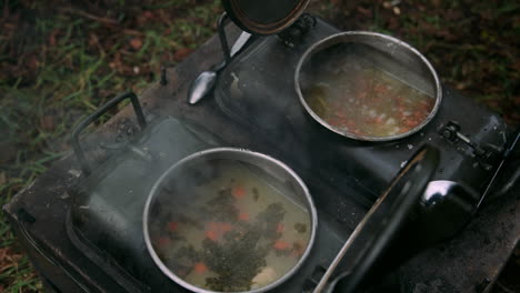 vintage outdoor soup cooking