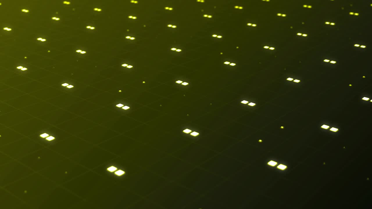 Technological Square Polygons Grids Data Flashing Yellow Background Loopable Video