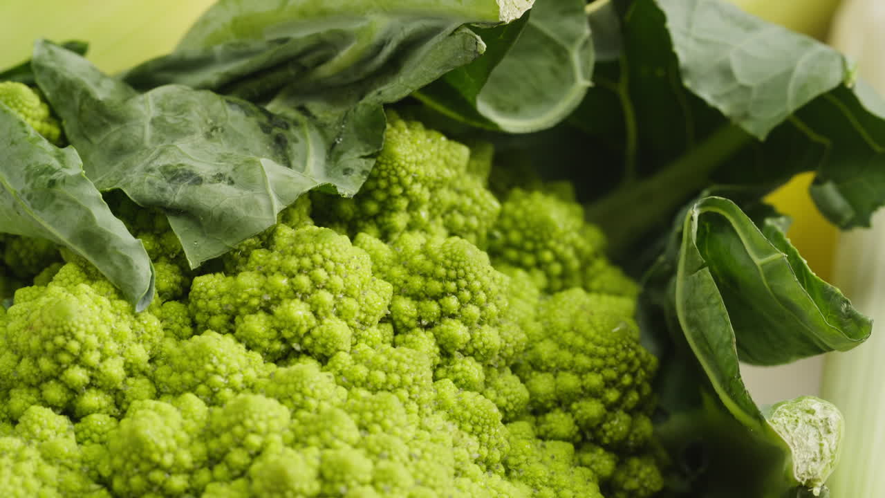 Close-up of Fresh Green Romanesco Broccoli