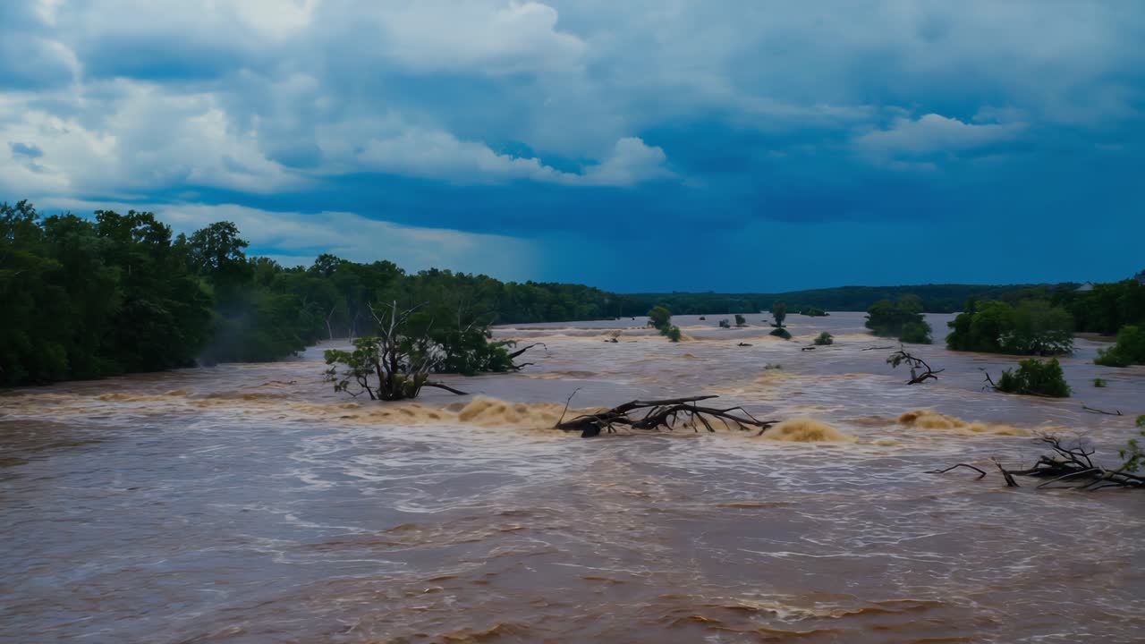 침수된 강 풍경