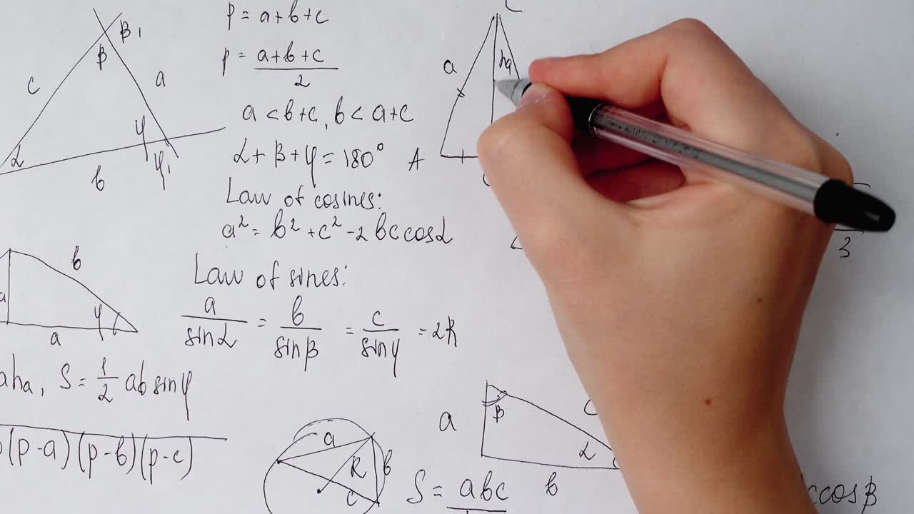 Writing of mathematical formulas on paper