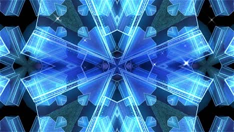 Animation-of-abstract-kaleidoscope-shapes-on-black-background