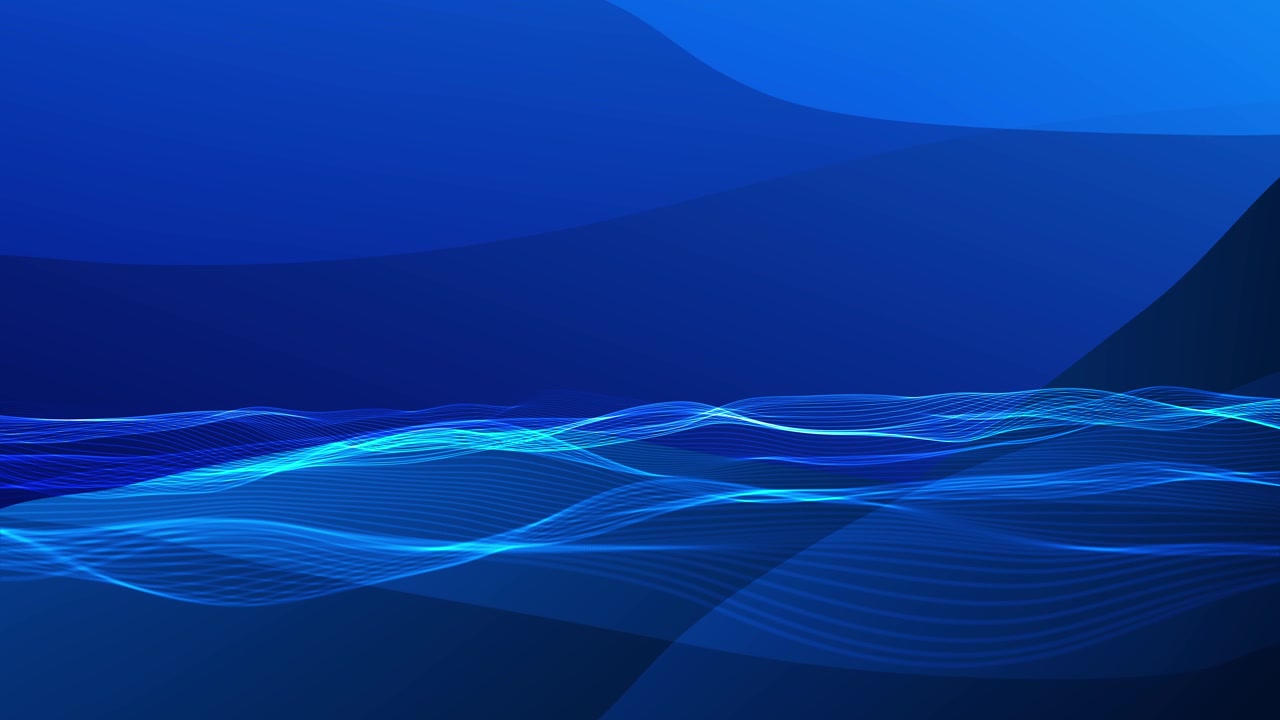 Cyan flowing wave motion visual with smooth blue line layers soft gradient shapes and clean