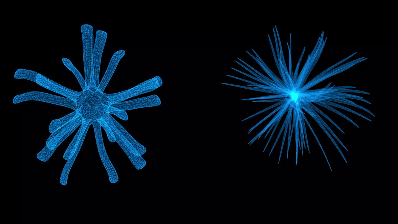 미생물학의 미래적 요소: 검은 바탕에 있는 유기체, 박테리아 또는 바이러스 구조 스키마, 루프 회전
