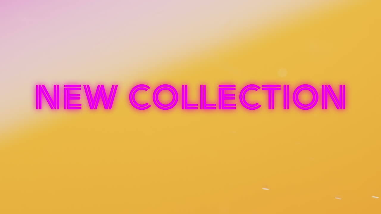 추상적인 액체 패턴 배경 위에 새로운 컬렉션 텍스트의 애니메이션